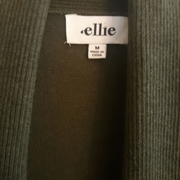 Ellie Open Cardigan Sweater Women Medium Olive Green Long Sleeves Waist Defining - Picture 9 of 11